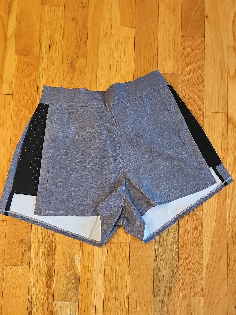 lululemon athletica Gray Athletic Shorts with Black Panels and White Trim